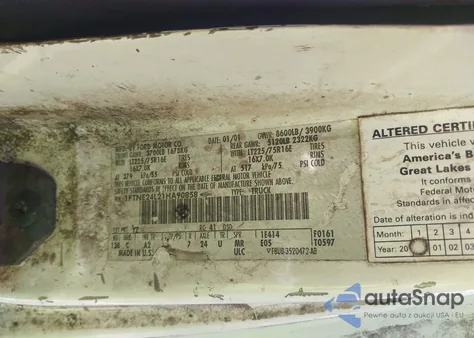 2001 Ford E-250 Commercial/Recreational from USA, damaged, VIN 1FTNE24L21HA90858